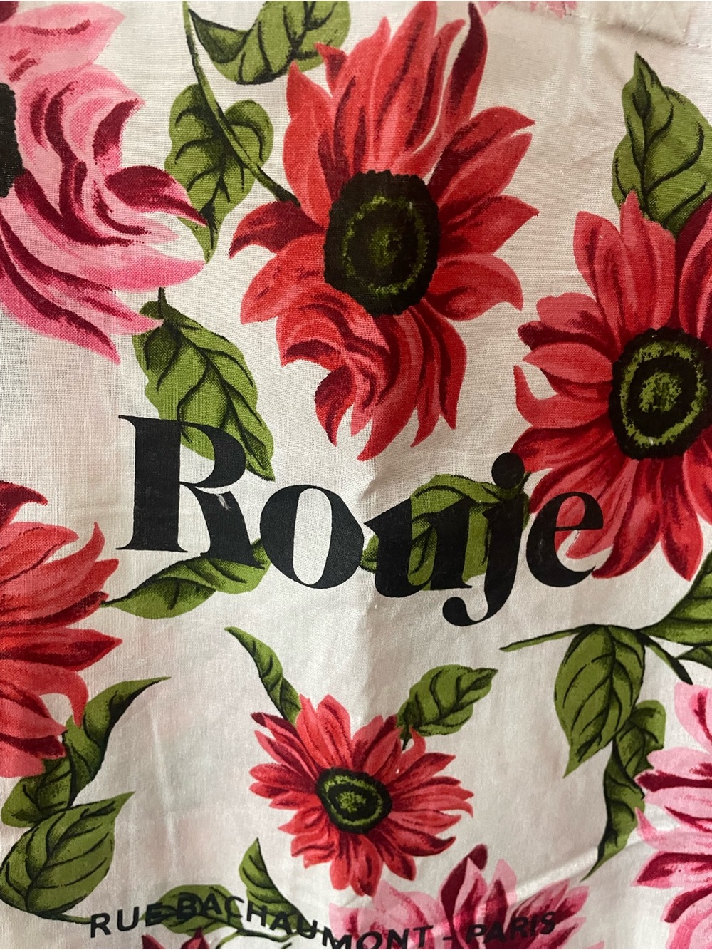 Rouje Red & Green Floral Logo Tote